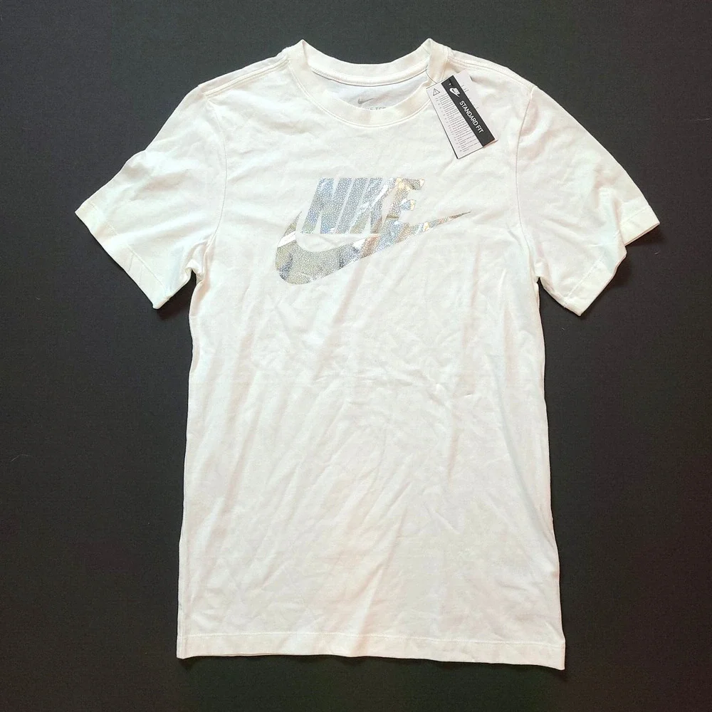 Nike Mens Sportswear Reflective T-Shirt Swosh White - Picture 2 of 2
